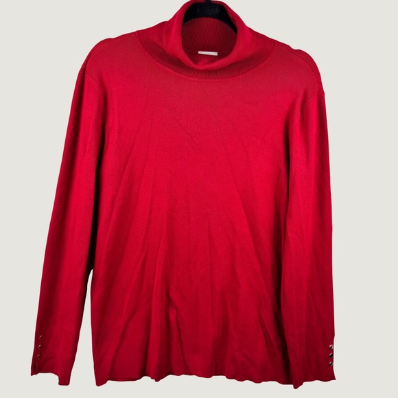 Chico's Sweaters - Chico's Turtleneck Sweater 3 Womens XL Red Office Classic Layering Holiday Cozy